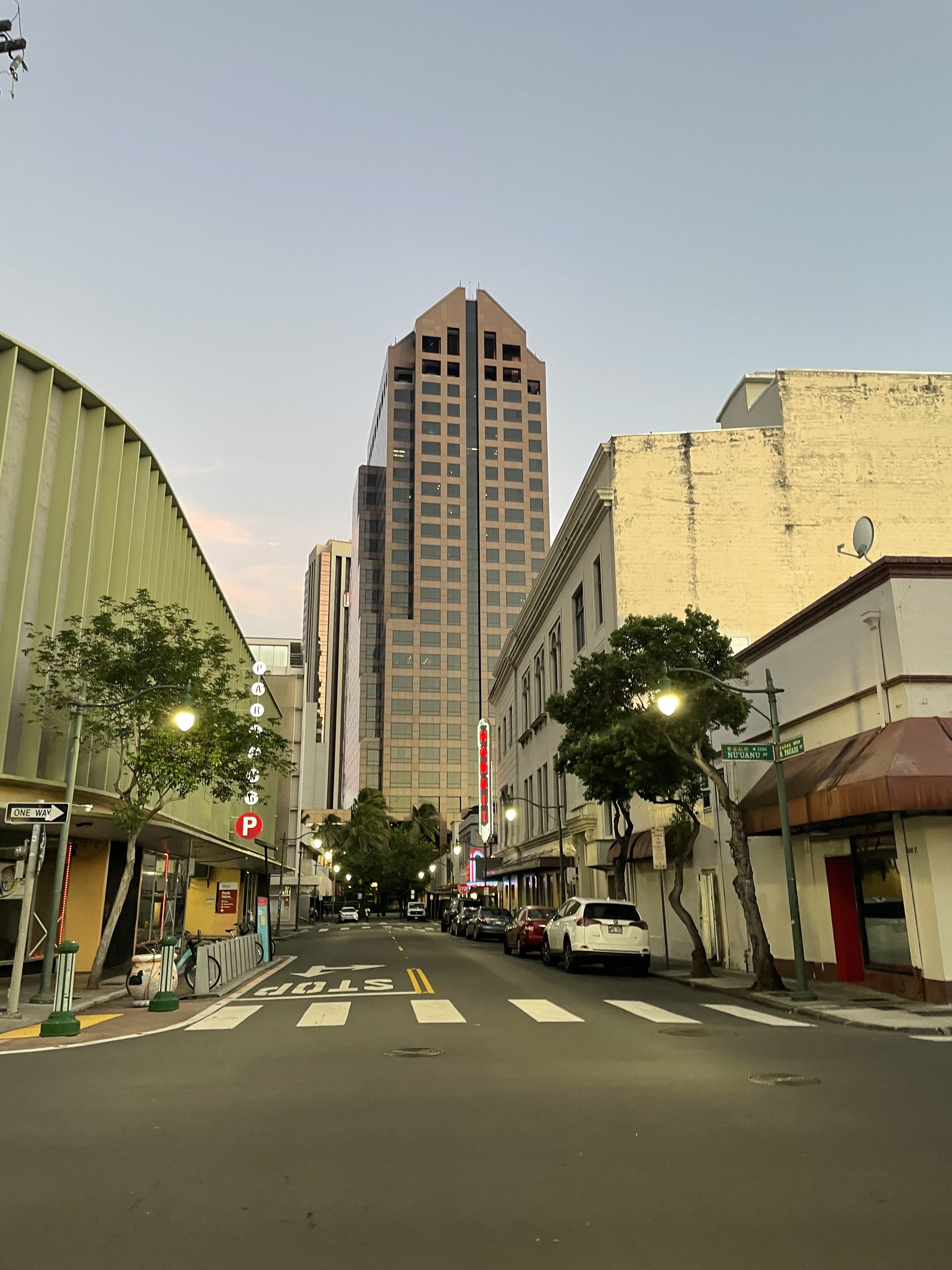 Downtown Honolulu at golden hour