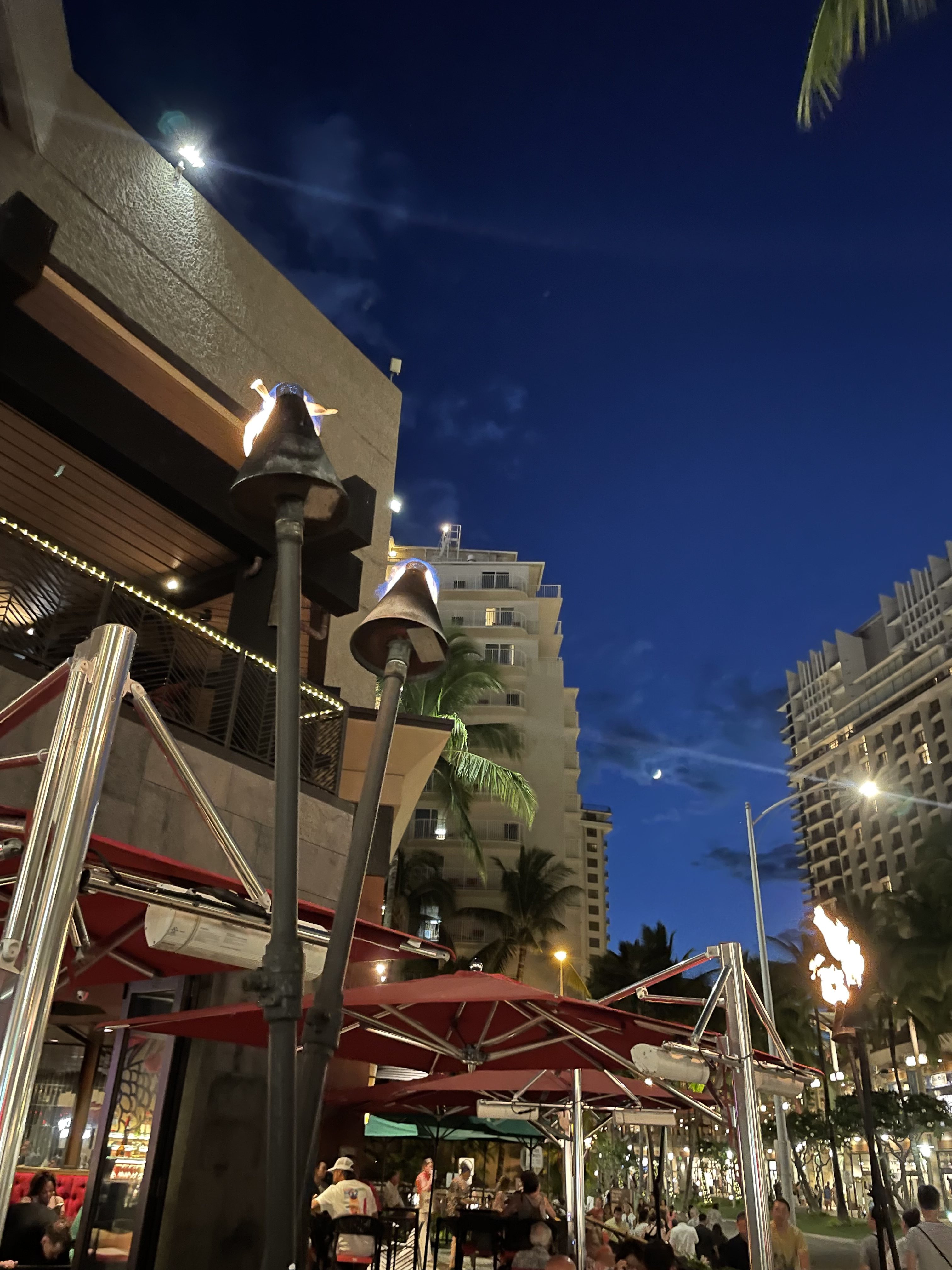 Downtown Waikiki at night